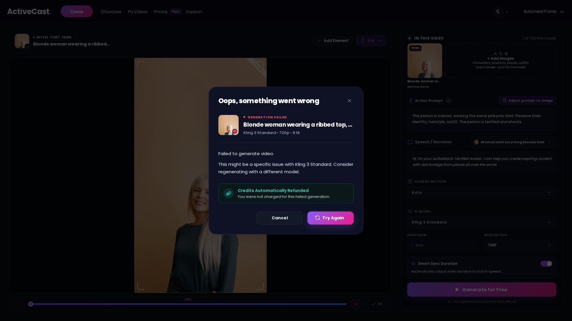 Test failure screenshot